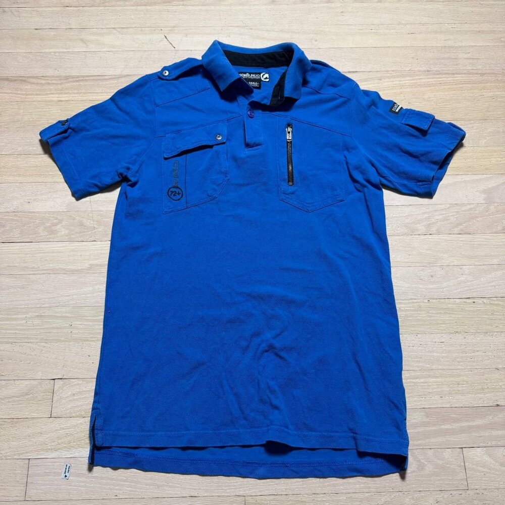 Vintage Ecko Unltd Blue Zip Pocket Polo 72+ Complex Small Y2K